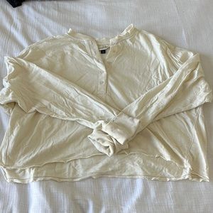 Universal Thread Cropped Drop-shoulder Henley Tee, Sz  XL